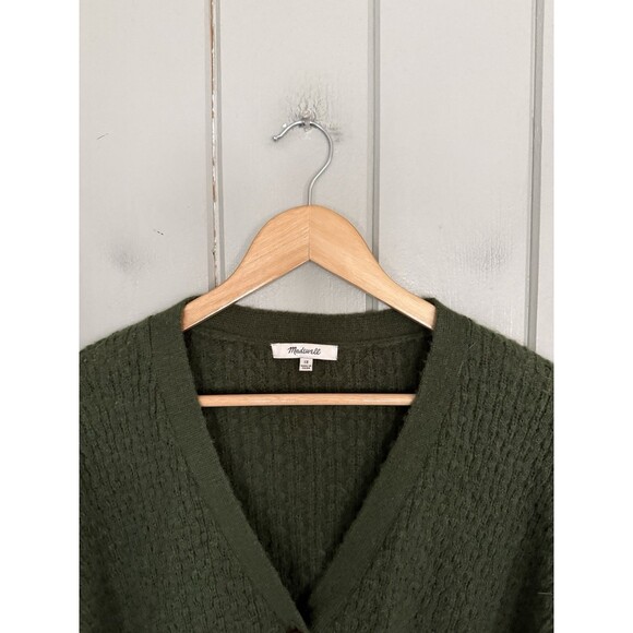 Madewell Oversized Crop Mayfair Sweater Cardigan 1X Alpaca Blend  Forest Green - Picture 3 of 6